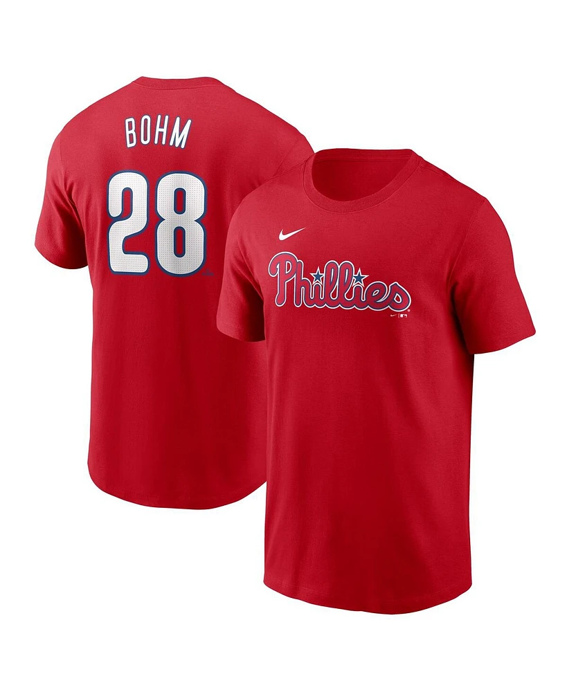 Nike Men's Alec Bohm Red Philadelphia Phillies Fuse Name Number T-Shirt