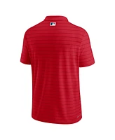 Men's Nike Red Los Angeles Angels Authentic Collection Striped Performance Pique Polo Shirt