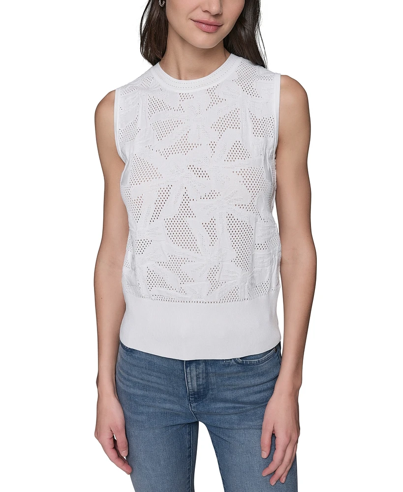 Karl Lagerfeld Paris Women's Bow-Stitch Sleeveless Sweater