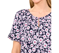 CeCe Women's Floral-Print Ruffle-Sleeve Blouse