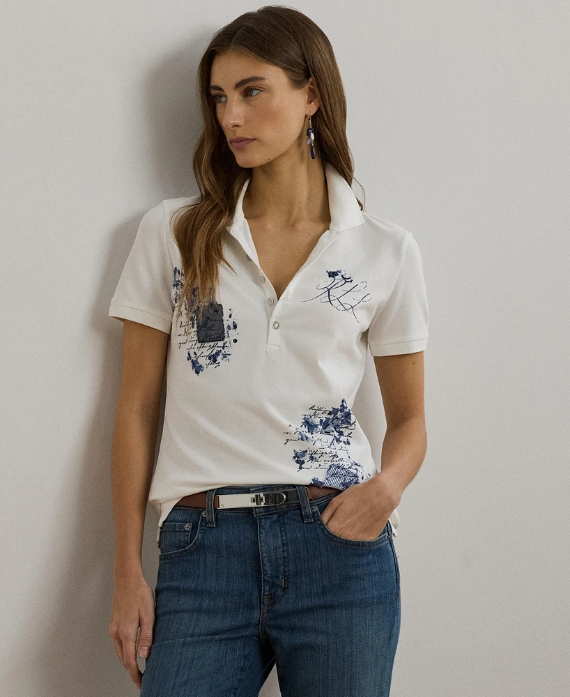 Lauren Ralph Women's Patchwork Pique Polo Shirt