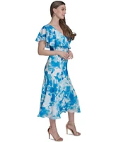 Halston Women's Floral-Print Ruffled One-Shoulder Dress