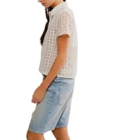 Free People Women's Anna Eyelet Polo Top