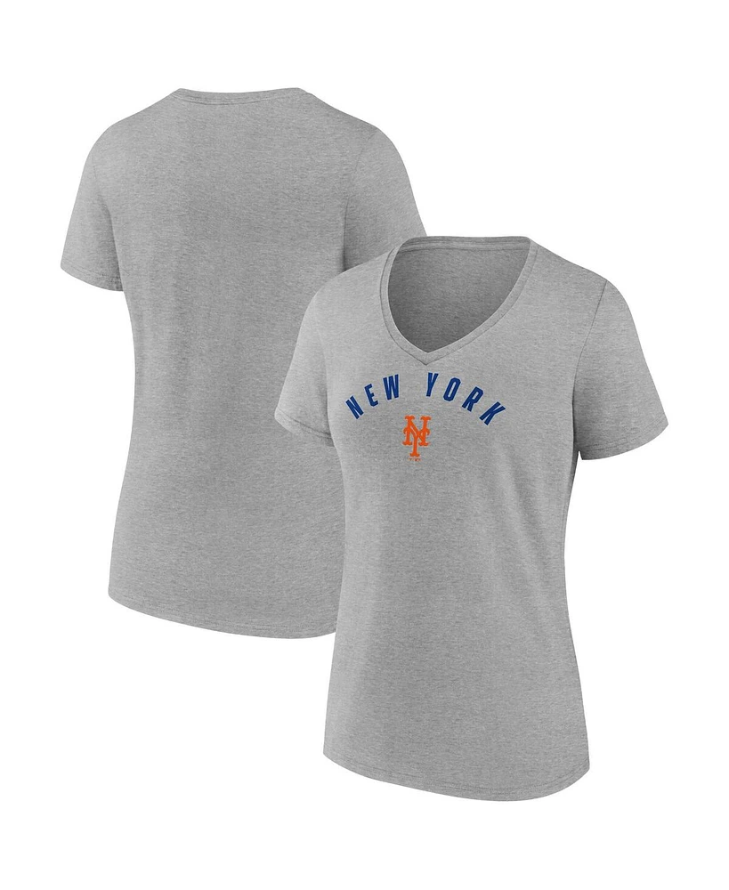 Fanatics Women's Gray New York Mets V-Neck T-Shirt