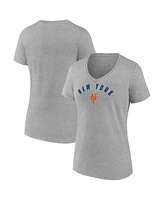 Fanatics Women's Gray New York Mets V-Neck T-Shirt