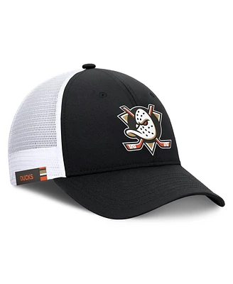 Fanatics Men's Black/White Anaheim Ducks Rink 9 Adjustable Hat