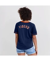 Fanatics Women's Navy Detroit Tigers League Diva Star Raglan V-Neck T-Shirt