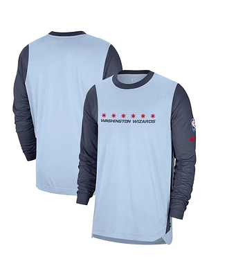 Nike Men's Light Blue Washington Wizards 2024/25 City Edition Authentic Pregame Performance Long Sleeve Shooting T-Shirt