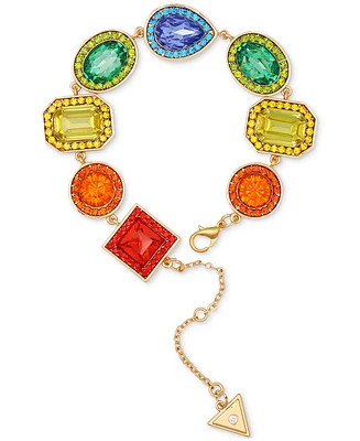 Guess Gold-Tone Rainbow Rhinestone Statement Bracelet
