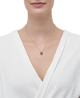 2-Pc. Set Lab-Created Emerald (1-3/8 ct. t.w.) & Lab-Created White Sapphire (1/3 ct. t.w.) Flower Pendant Necklace & Matching Stud Earrings in 14k Yel