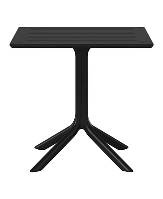 31.5" Square Outdoor Plastic Resin Patio Dining Table for 4