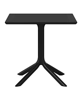 31.5" Square Outdoor Plastic Resin Patio Dining Table for 4