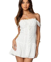 Edikted Women's Jill Eyelet Drop Waist Mini Dress