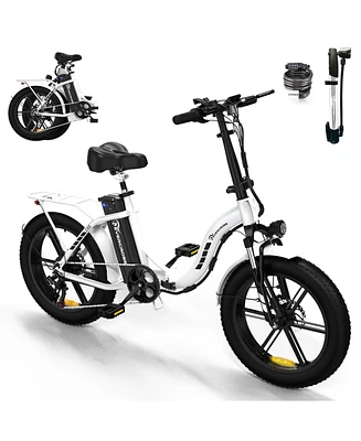 EK6 Electric Bike 20" x 4.0 Fat Tire Foldable E Bike with 48V 15Ah Removable Battery, 750W Mountain Adult Electric Bicycle with 7 Gears, 55-100KM Long