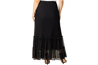 Kiyonna Plus Isla Tiered Mesh Maxi Skirt