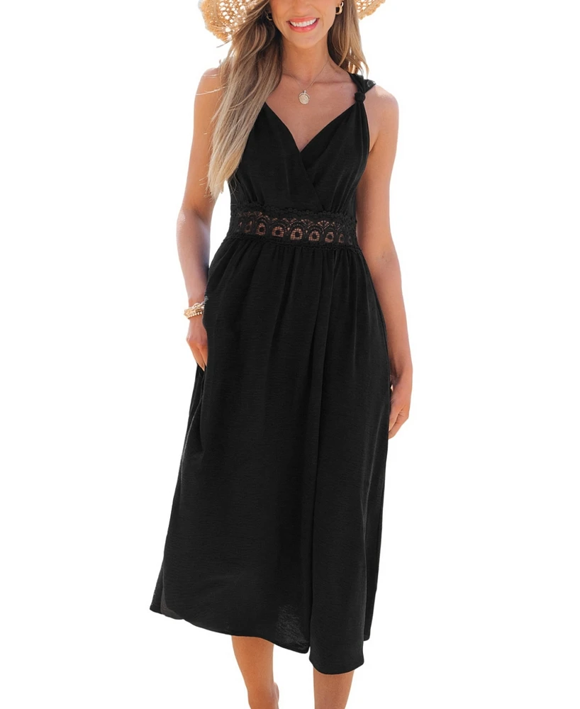 Cupshe Women's Moonlit Walk Black Maxi Beach Dress