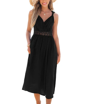 Cupshe Women's Moonlit Walk Black Maxi Beach Dress