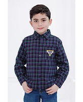 Monster Jam Boys Grave Digger Truck Flannel Matching Family Button Down Shirt