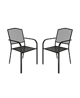 Black Metal Outdoor Patio Dining Chair Set of 2