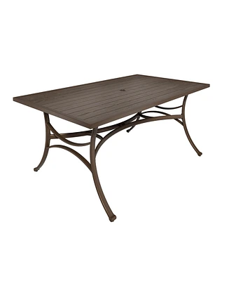 Rectangle Metal Patio Outdoor Dining Table with 1.9 Inches Umbrella Hole