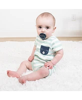 The Peanutshell Baby Boys Rompers - 2 Pack, Blue Stars