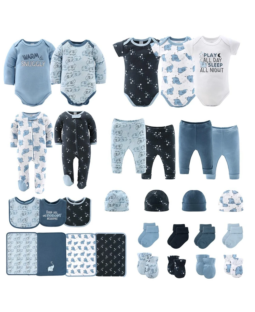 The Peanutshell Baby Boys Layette Gift Set Elephant Blue, 30 Piece