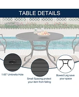40 Inches Outdoor Metal Dining Table with Umbrella Hole Round Patio Bistro Table, Black