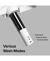 SmartBidet Sb-110 Electric Bidet Toilet Seat for Elongated Toilets with Attached Control Panel, Stainless Steel Nozzle, Child Wash & Dry, White