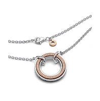 Pandora Signature Two-Tone Logo Pave Pendant Necklace