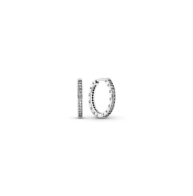 Pandora Sterling Silver Sparkle and Logo Hoop Earrings