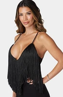 Bebe Women's Festival Fringe Neck Jumpsuit