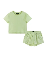 Andy & Evan Big Girls Toddler/Child Pointelle Tee Short Pj Set