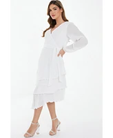 Quiz Women's Crinkle Chiffon Asymmetric Wrap Dress