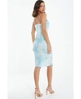 Quiz Women's Smudge Satin Wrap Midi Dress