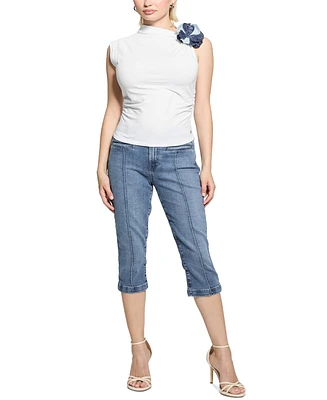 Guess Women's Ariane 3D Floral-Trim Sleeveless Top