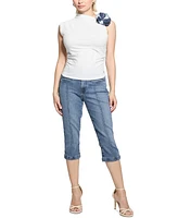 Guess Women's Ariane 3D Floral-Trim Sleeveless Top