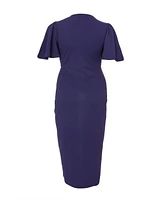 Quiz Plus Scuba Crepe Short Sleeve Wrap Midi Dress