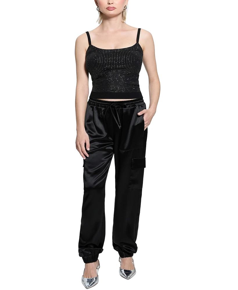 Guess Women's Khloe Rhinestone Sweater Tank Top