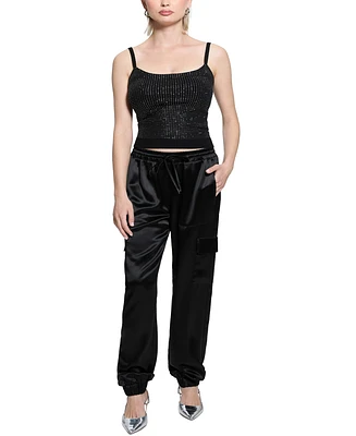 Guess Women's Khloe Rhinestone Sweater Tank Top