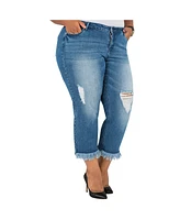 Poetic Justice Plus Curvy-Fit Frayed Cropped Ankle Jeans