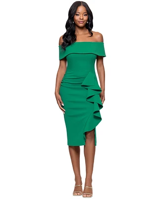 Betsy & Adam Women's Ruffled Off-The-Shoulder Sheath Dress