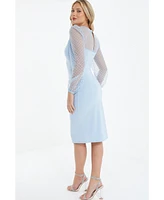 Quiz Women's Scuba Crepe/Mesh Sweetheart Midi Dress