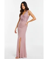 Quiz Women's Chiffon Embellished Wrap maxi Dress