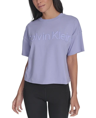 Calvin Klein Performance Women's Cotton Raised Logo Cropped T-Shirt