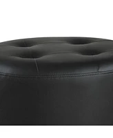 Tufted Round Swivel Ottoman Leather for Living Room
