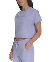 Calvin Klein Performance Women's French Terry 2-Tone Logo Crop T-Shirt