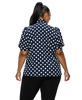 L I V D Plus Minnie Polka Dot Tie Neck Blouse