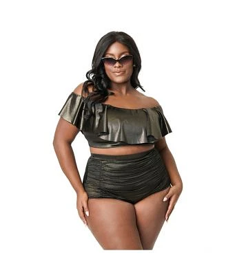 Plus Size Ruffled Ramona Swim Top Monroe High Waist Bikini Bottom