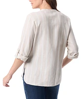 Gloria Vanderbilt Women's Sabina Linen Split-Neck Shirt