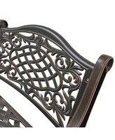 Outdoor Dining Chair Set of 2 Cast Aluminium Patio Dining Chair 2 Pcs Patio Bistro Chairs, Bronze